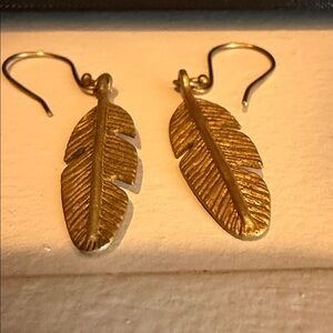 Gold Tone Feather Earrings